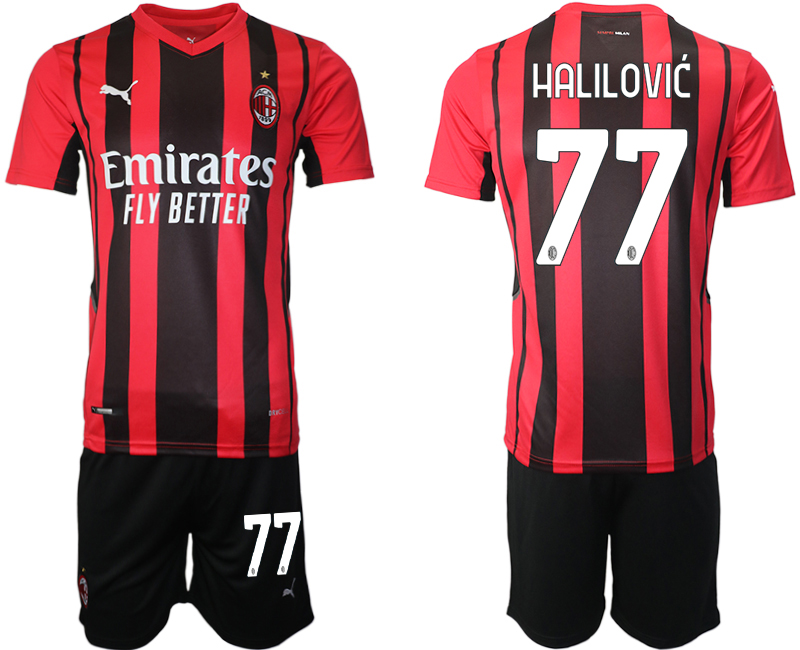 Men 2021-2022 Club AC Milan home red #77 Soccer Jersey